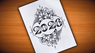 2026 New Year Drawing With Mandala Artnew Year Drawing 2026 Easy2026 Drawing With Mandala Art Easy