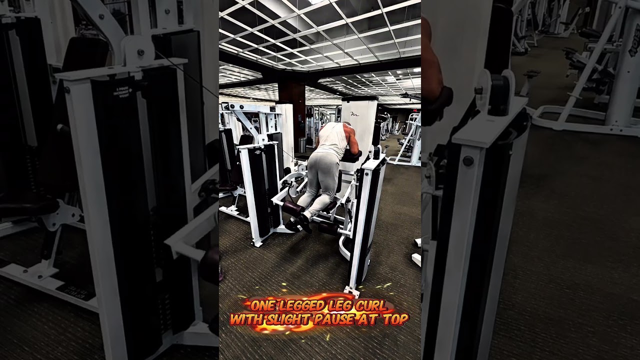 HAMSTRING ISOLATION ONE LEGGED LEG CURL FLIGHT HOLDS AT TOP #workout #motivation #hamstrings #muscle