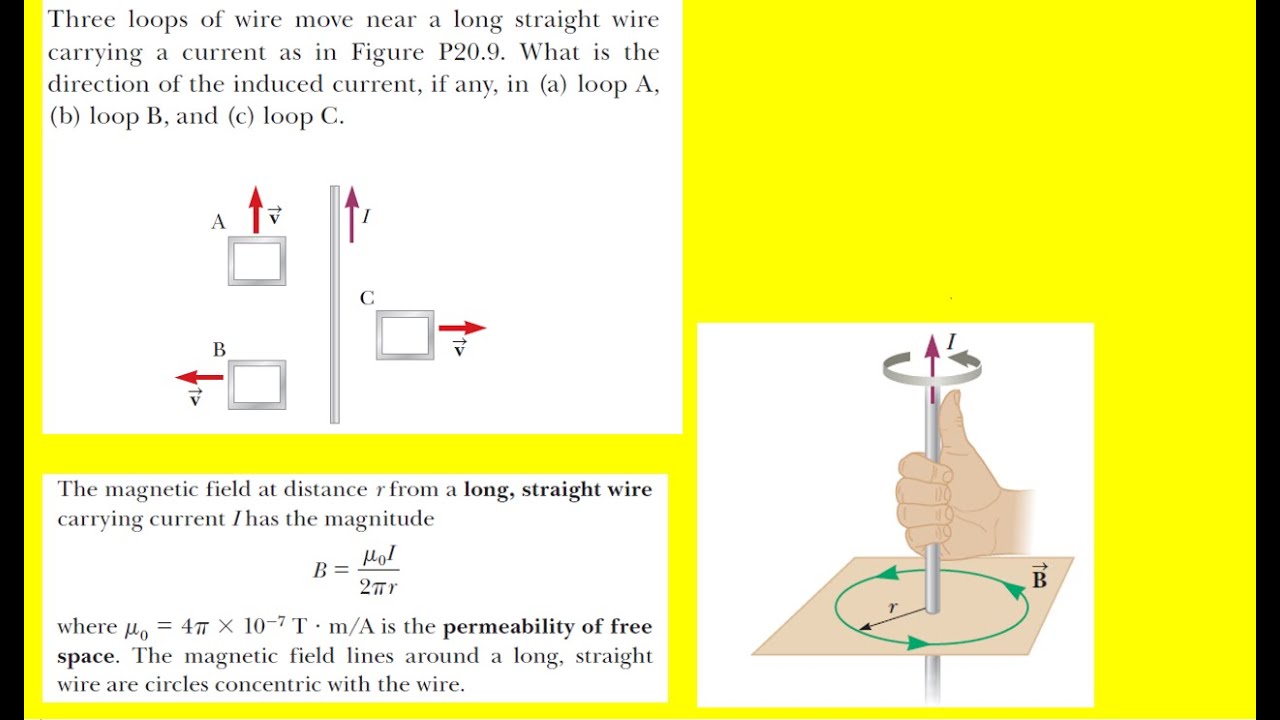 Three Loops Of Wire Move Near A Long