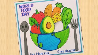 World Food Day Drawing/ World Food Day Poster/ Eat Healthy Stay Healthy Drawing