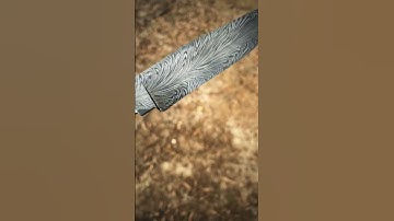 Test etch on a feather pattern Damascus hunting knife #shorts #forged