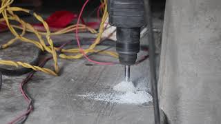 Drilling holes in concrete floor