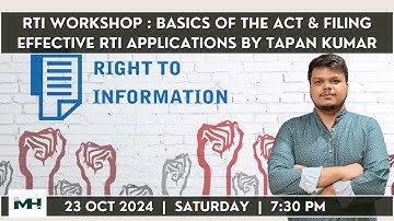 Basics of the RTI Act & Filing Effective RTI Applications by Tapan Kumar #RTI