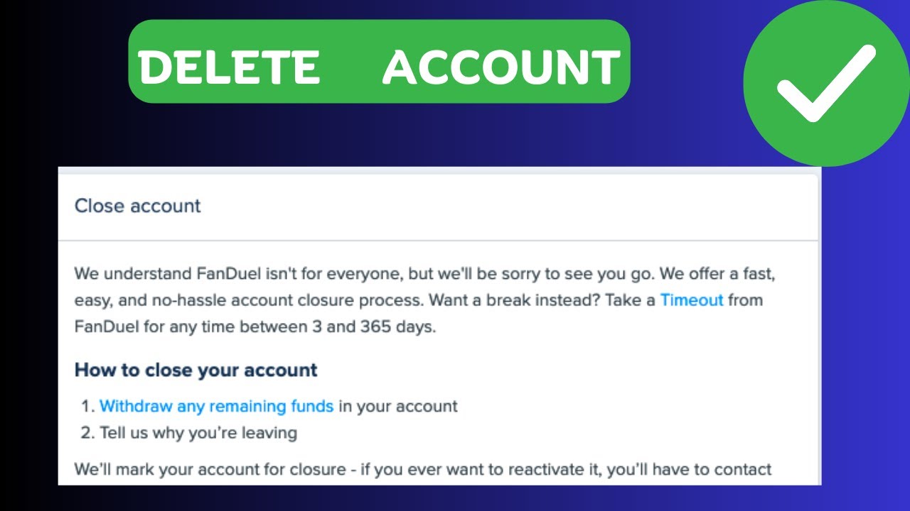 How to delete Fanduel account delete fanduel sportsbook account YouTube