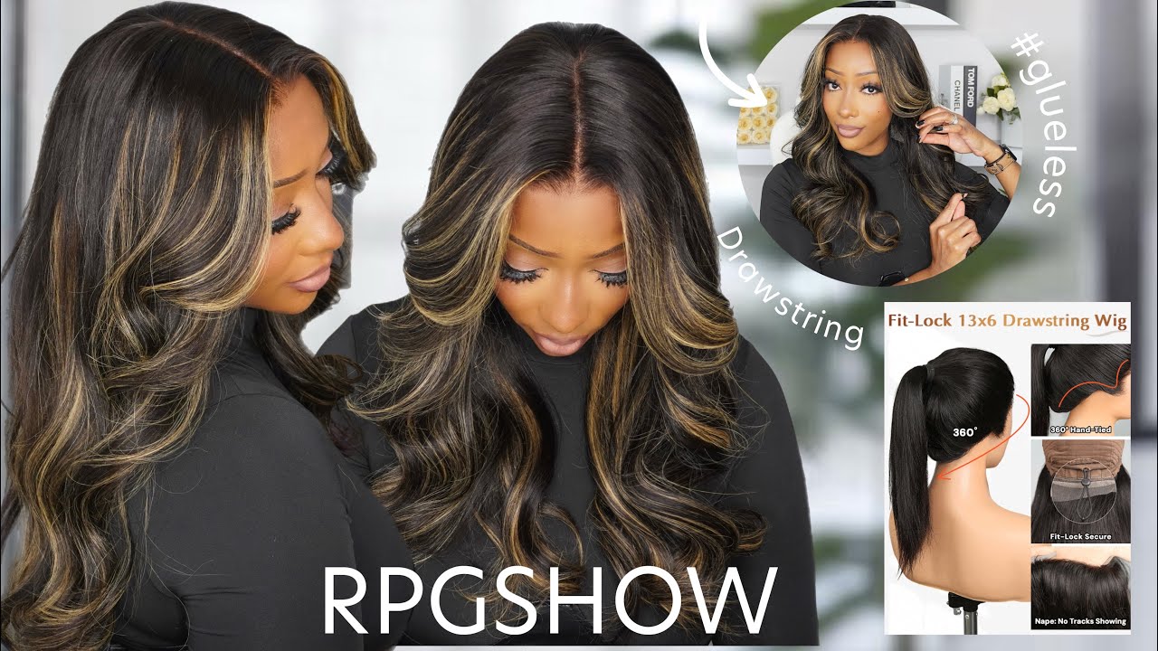 Парик с завязками и многослойным мелированием, блонд, с простой установкой, бесклеевой, с фиксаци...