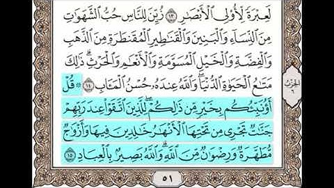 سورة  || آل عمران || من الآية (15) إلى الآية (18) مكررة (10) مرات