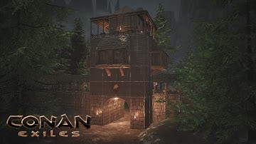 HOW TO BUILD A MEDIEVAL TOWN #1 - GATE TOWER AND WALLS [SPEED BUILD] - CONAN EXILES