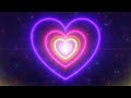 Neon lights love heart tunnel and romantic abstract glow particles 4k moving wallpaper background