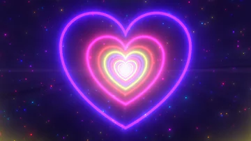 Neon Lights Love Heart Tunnel and Romantic Abstract Glow Particles 4K Moving Wallpaper Background