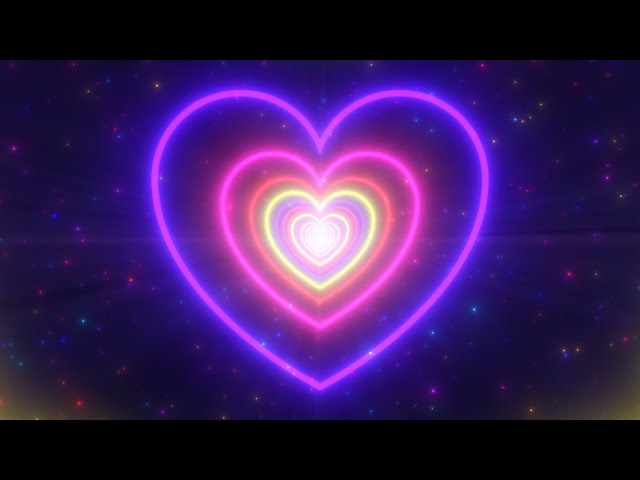Neon Lights Love Heart Tunnel and Romantic Abstract Glow Particles 4K Moving Wallpaper Background class=