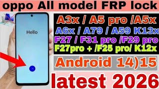 OPPO a6x 5g frp bypass android 15 without pc unlock 🔓 a6x / a5 pro / A3x / A5X / f31 pro 