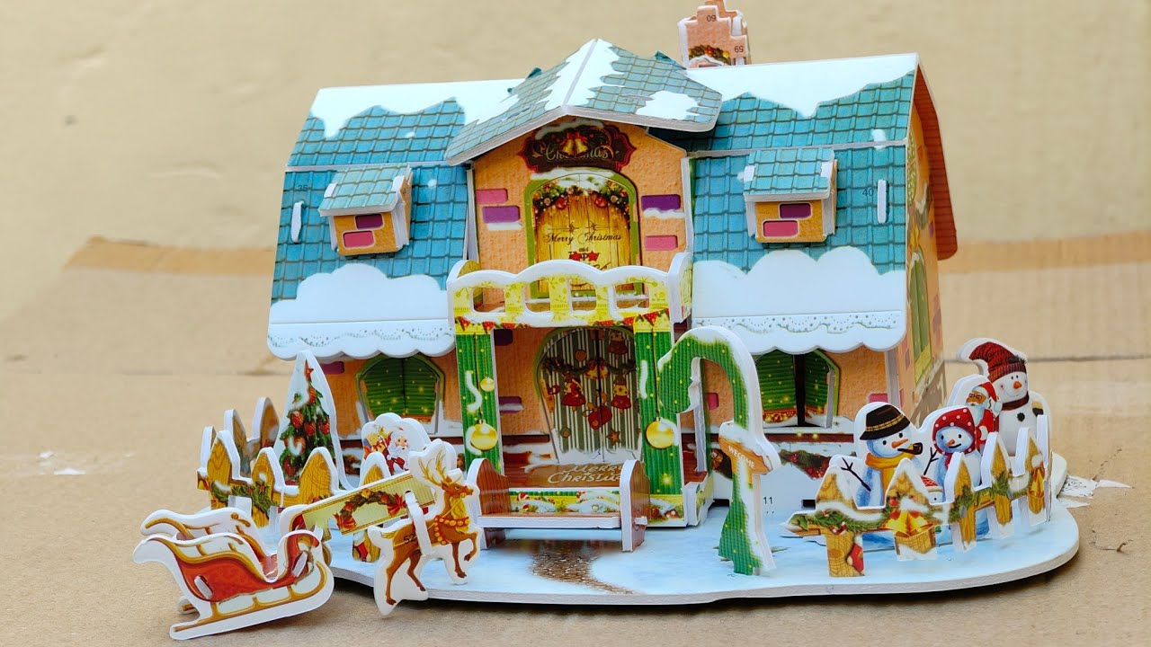 Fun & Creative 3D Christmas House Model Kit - Step by Step Build .