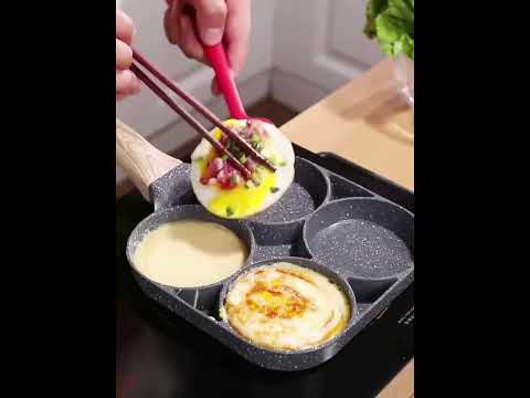 YIBAO Non-stick Egg Frying Pan Four-cup Medical Stone Egg Pan Pancake  omelette pan Compatible With All Heat Sources