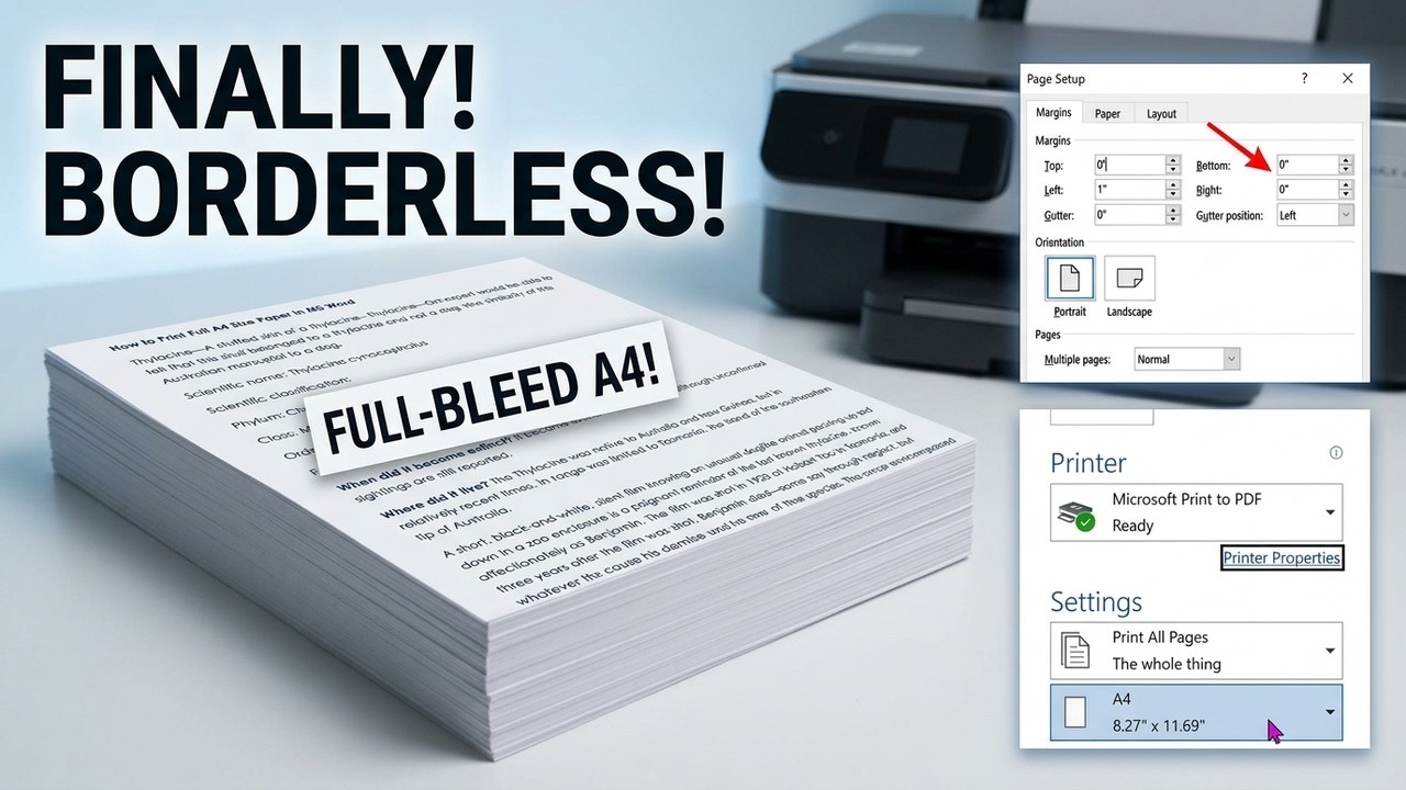 How to Print Full A4 size Paper in MS Word - YouTube