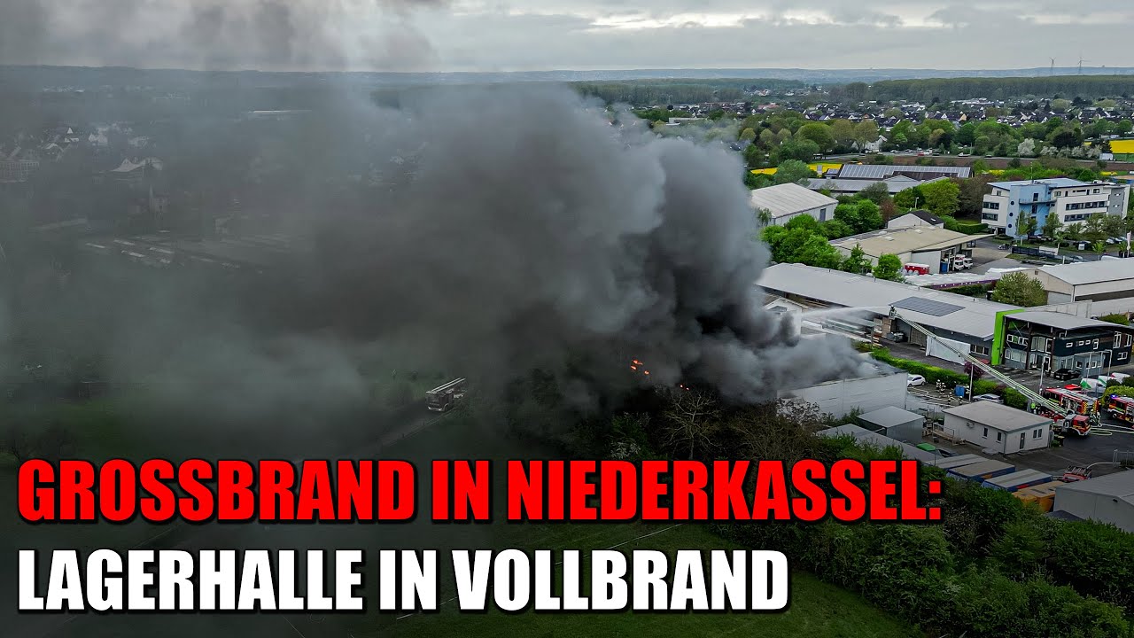 Großbrand in Niederkassel: Lagerhalle brennt in voller Ausdehnung | 16.04.2025