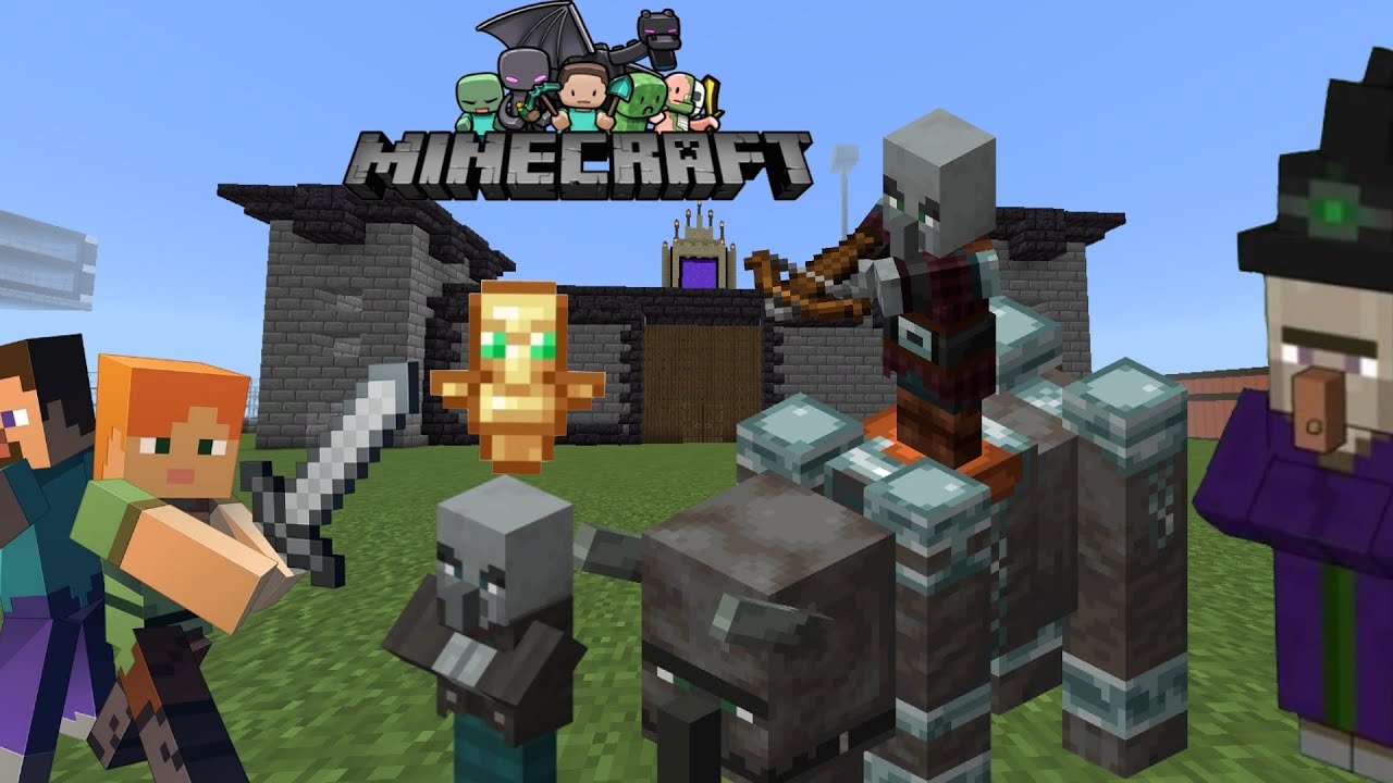 Pillagers Raid In My Village Minecraft Pocket edition in Hindi # ...