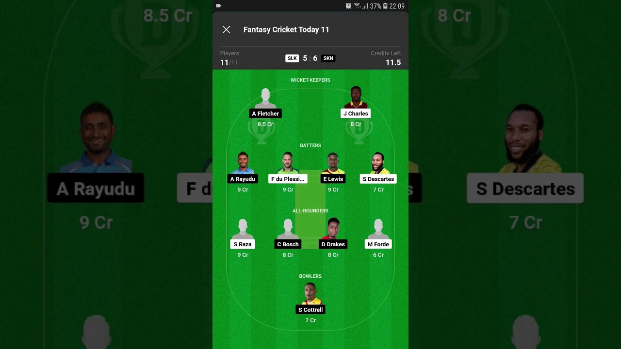 💥 CPL SKN vs SLK Dream11 Teams 6 H2H SL GL Teams💰  
