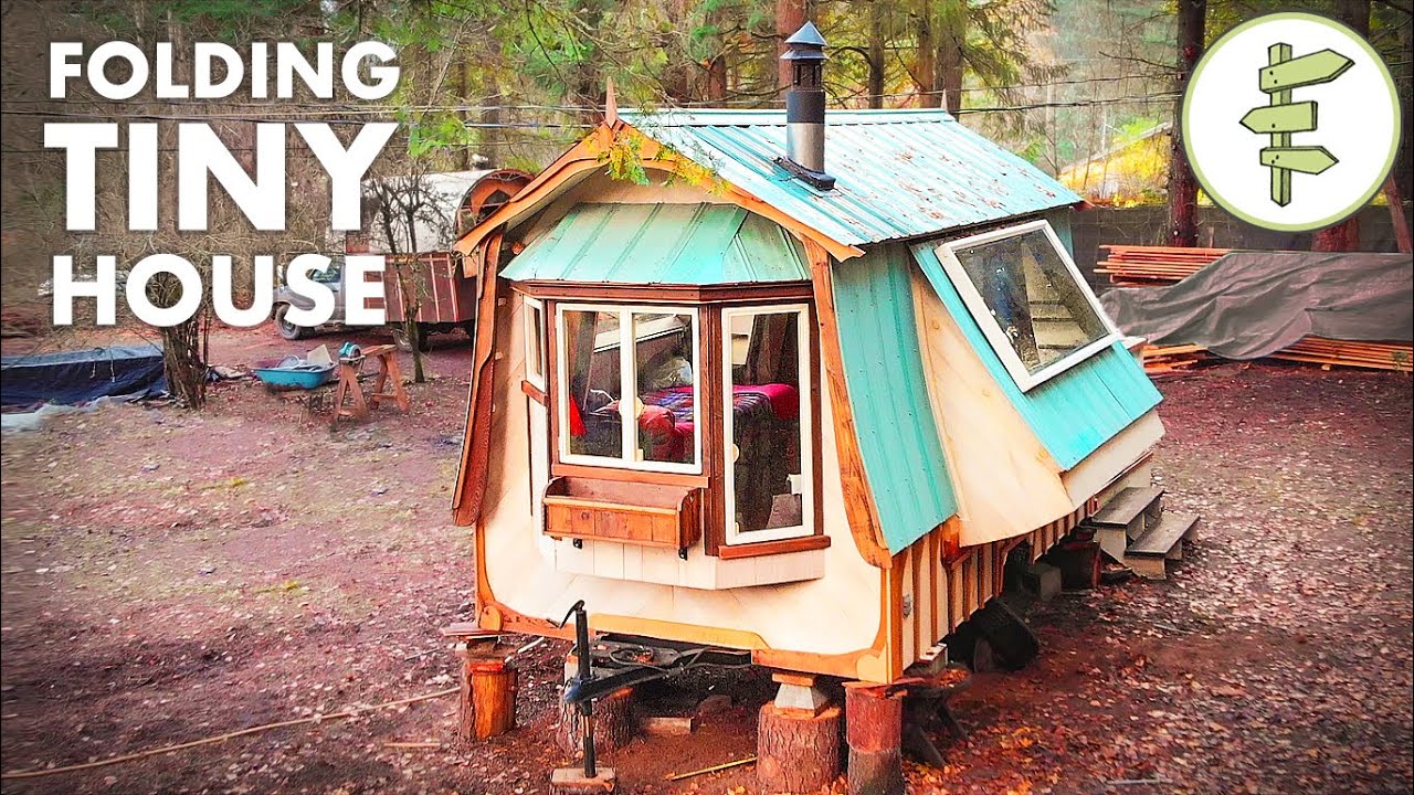 Amazing FOLDING Tiny House Built with Reclaimed Materials 