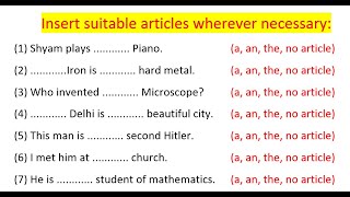 Articles | Articles in English Grammar | Articles Exercise in English | English Point