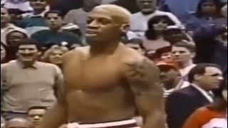 Dennis Rodman takes his jersey off after being ejected😬