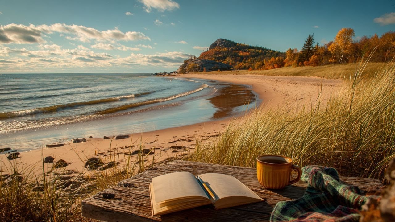 Serene Ocean Morning 🍂 Gentle Sea Breeze, Distant Birds & Warm Sunlight for Inner Peace