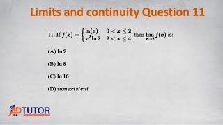 Question 11: Limits and Continuity - AP calculus AB/BC (MCQ problem and solution)