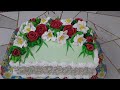 Торт Красный бархат с лилиями и розами