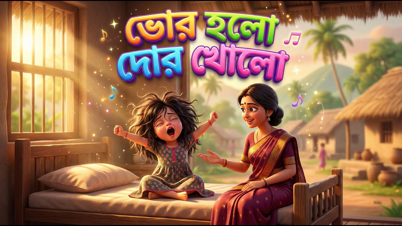 ভোর হলো দোর খোলো | Bhor Holo Dor Kholo | Bangla Rhymes for Kids | 3D ...