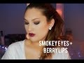 SMOKEY EYES AND BERRY LIPS | FULL FACE | makeupbycrc