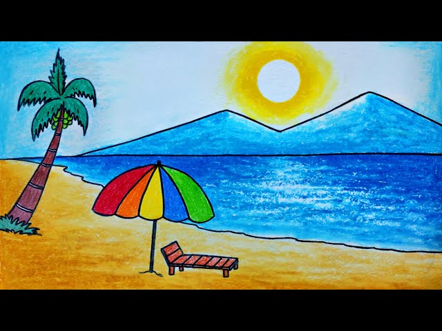 How To Draw A Beach Scene Step by Step Drawing Guide by Dawn  DragoArt