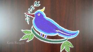 Easy Bird Rani With 7 Dots Dots Muggulu Bird Kolam Designs