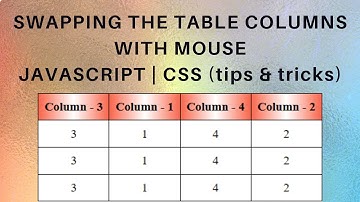Move Swap Table Columns With Mouse Drag & Drop Javascript CSS
