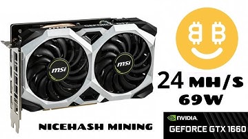 Nvidia GTX 1660 6GB | Mining with Nicehash | 24 mh/s 69W