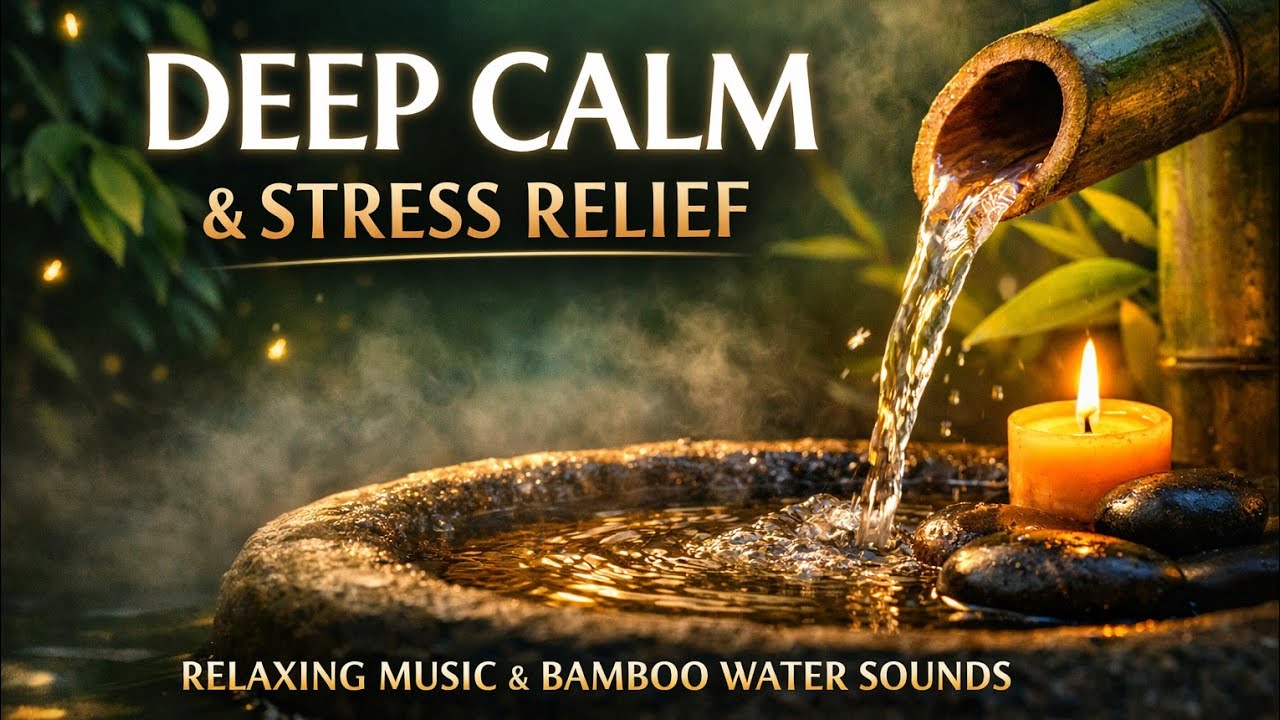Can’t Sleep? 🌙 1 Hour Soft Bamboo Water & Relaxing Music for Deep Night Calm
