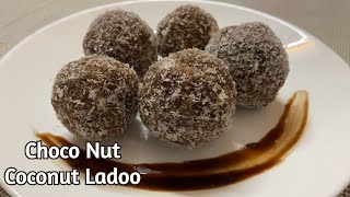 5-minute Coconut Ladoo Recipe without condensed milk|Choco nuts Coconut Ladoo| Rakshabandhan special