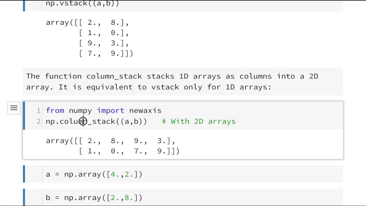 NumPy 008 - Stacking together different arrays - YouTube
