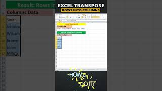 Learn Excel Transpose | Convert Columns into Rows or Rows into Columns Tips and Tricks