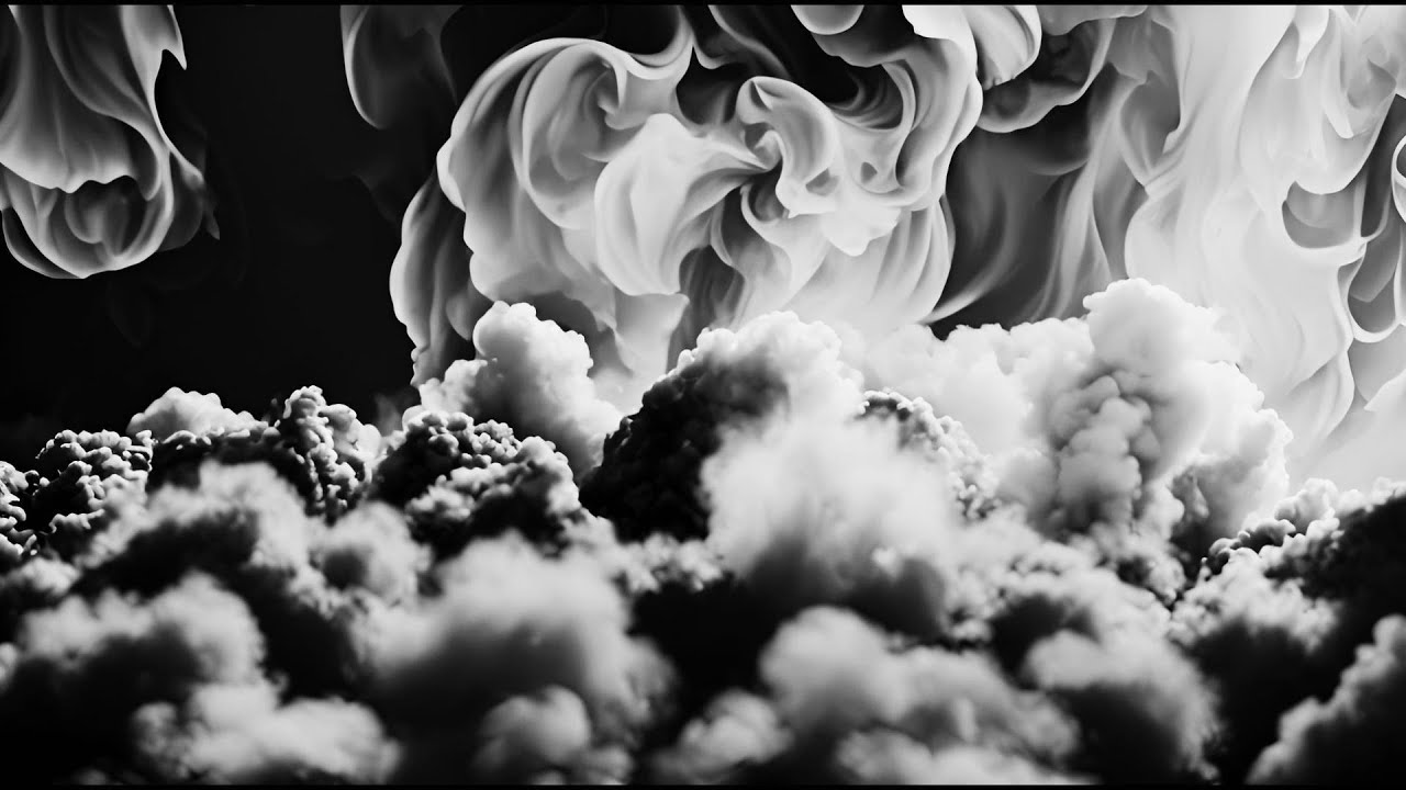 Black and white clouds of smoke from Cigarettes