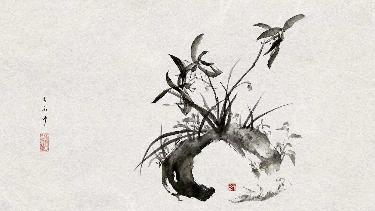 水墨画 墨一輪 大文字草 墨で描く 一輪の花 Youtube