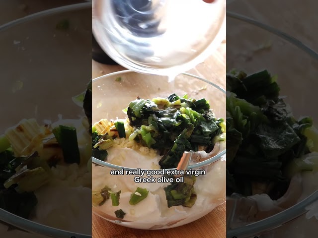 Burnt Scallion Greek Yogurt Dip | A Smoky Mediterranean Twist on Tzatziki