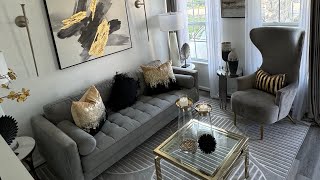 Gold, Black and Grey Living Room Tour