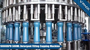Automatic detergent bottle filling and capping machine