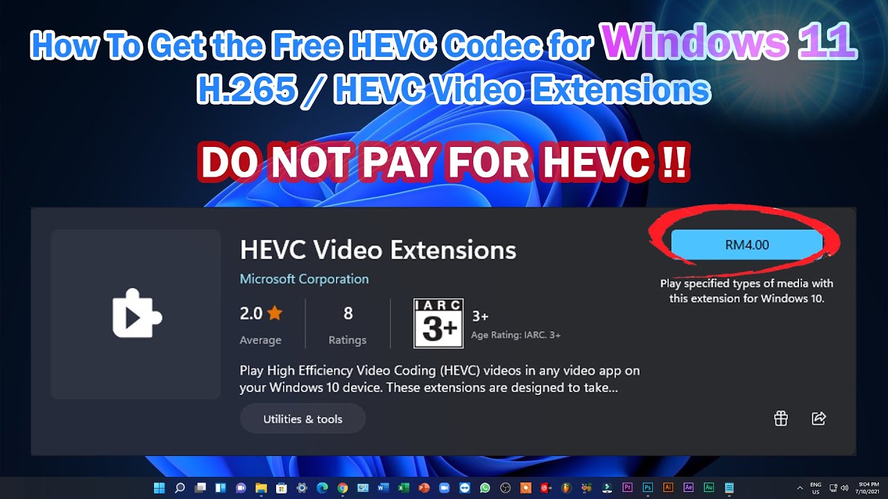 Existence tread ability Get Free HEVC Codec for Windows 11 / H.265 / HEVC Video Extensions | DO NOT  PAY FOR HEVC!! - YouTube