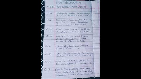 Cost Accounting Most Important Questions for B.Com 2nd year | BBA | BCA Latest Cost Accounting Paper