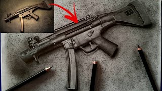 How to draw MP5 | step-by-step with details