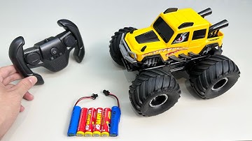 Unboxing cute RC robotic cat, monster RC amphibious vehicle, alloy RC police car, RC drift stunt car