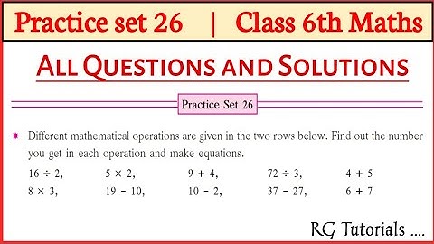 Practice Set 26 | 6th Maths | Chapter 10 | Equation | Maharashtra state Board | RG Tutorials