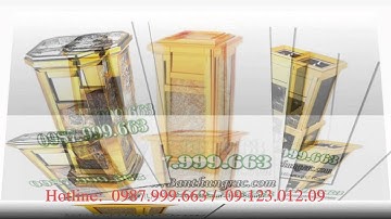 Thùng rác đá hoa cương, thùng rác inox vàng, thùng rác cao cấp, thùng rác trang trí