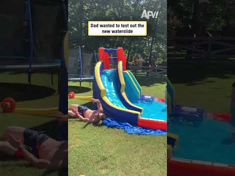 Dad wanted to test out the new waterslide 1 Dad wanted to test out the new waterslide