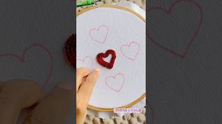 Heart Embroidery with Stones ❤️✨ | Easy Tutorial #shorts